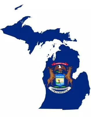 MICHIGAN FLAG STATE MAP GLOSSY POSTER PICTURE PHOTO PRINT Detroit Lansing 3211 • $11.99