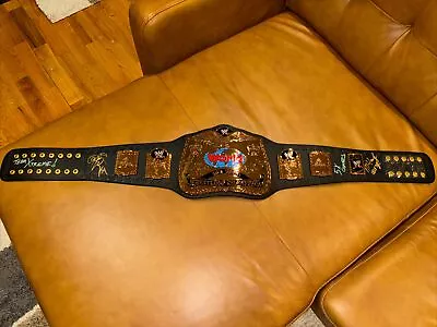 WWE Attitude Era World Tag Team Title Replica Belt- Signed By THE HARDY BOYZ • $1060