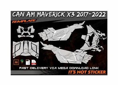 CAN AM MAVERICK X3 2017-2022 Template Vector 1/1 Real Scale EPS-PDF-CDR Format • $100