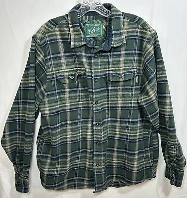 Woolrich Shirt Jacket Shacket Green Plaid Flannel Mens Size XL With Pockets • $16