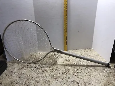 FISHING GEAR - VINTAGE FISHING NET With ALUMINUM POLE - 36 Inches Long 15” Dia • $15.39