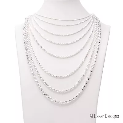 Italy 925 SOLID Sterling Silver Diamond-Cut ROPE Chain Necklace Or Bracelet  • $21.88