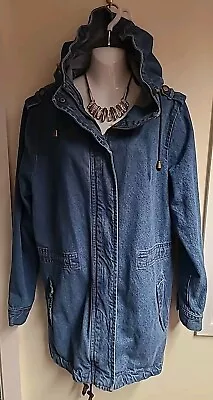 Ladies Brave Soul Blue Denim Hooded Jacket Size Uk 16. Great Condition. • £12.99