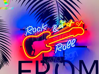 Rock Roll Guitar Music Note 20 X14  Neon Lamp Sign Light With HD Vivid Printing • $139.09