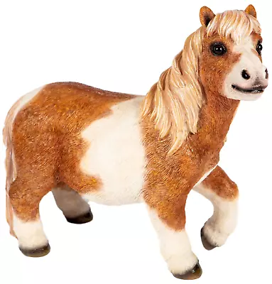 Prancing Pony Garden Ornament Skewbald Shetland Horse Home Decor Figurine • £66.90