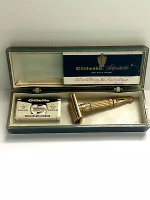 Vintage Gillette Toggle Adjustable Safety Razor Gold F-4 (1960) With Case • $119.50