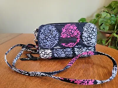 Vera Bradley Mini Crossbody Wallet Clutch Bag Canterberry Magenta Print • $19.99