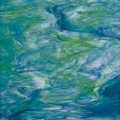 Stained Glass Sheet White Swirled Dark Green Blue Spectrum MOSAIC • $4.95