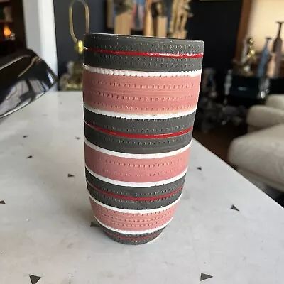 Vintage Pottery Vase Italy Mid Century Red/black • $22.95