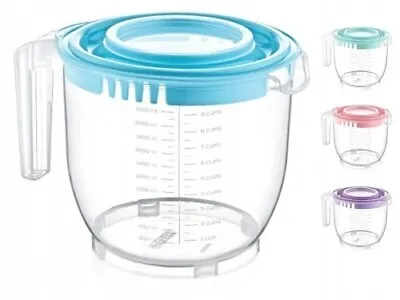 Measuring Large 2.2L Mixing Bowl With Lid & Handle Cake Baking Food Preparation • £9.26