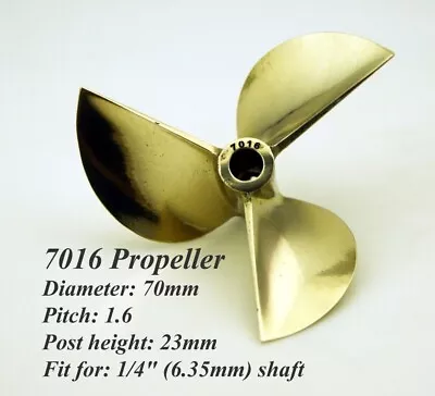6717 7016 7214 Brass Propeller For 1/4  (6.35mm) Shaft Cable RC Model Boat • $22.99