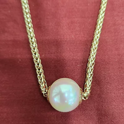 HSN Organic Pearl Sliding Pendant With 17  Chain Necklace Pre-owned Jewelry • $5.50
