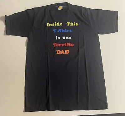 VTG  Terrific Dad T Shirt Velva Sheen Single Stitch M 70s Tee Fathers Day EC • $16