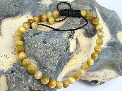 £10.99 • Buy Men's GEMSTONE Shamballa Bracelet All 6mm YELLOW TIGER EYE BEADS