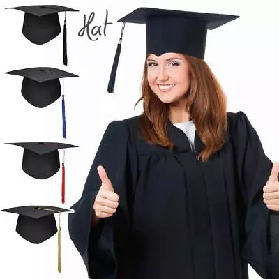 Graduation Mortarboard - Master's Fitted Black Cap Gown Hat Academic - G4X1 • £3.91