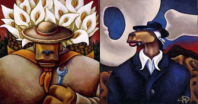 Markus Pierson  Art History Coyote Portraits Of O'Keefe And Rivera  2 On Canvas • $995