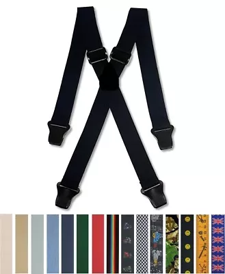 $20.40 • Buy Mens Airport Trouser Braces 1.5  38mm Elasticated Strap Black Plastic Clips 