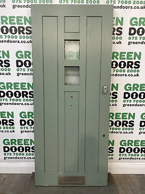 Oak Veneer Front Door Green Hardwood Wooden Wood External Exterior Used Porthole • £449.95