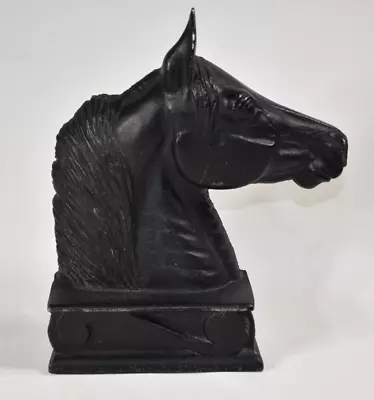1 VIRGINIA METALCRAFTERS Black Cast Iron Horse Head Bookend STALLION Equestrian • $29.99
