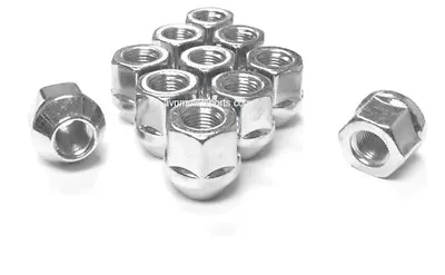 10x OPEN END BULGE CHROME 7/16-20 ACORN LUG NUTS 1  TALL 21MM HEX BUICK CHEVY GM • $14.99