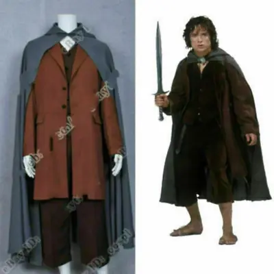 The Lord Of The Rings Frodo Baggins Cape Coat Costume Cosplay Outfit Full Set • £73.91