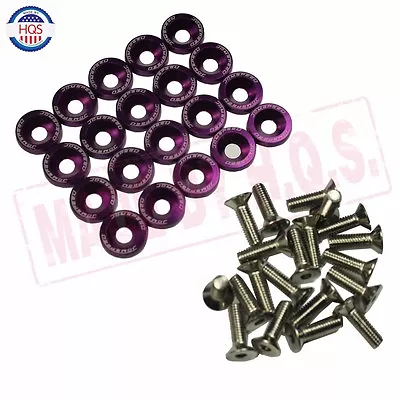 20PCS Purple Billet Aluminum Fender Bumper Washer Bolts Engine Bay Dress Up Kit • $8.86