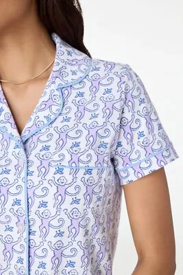NEW! Roller Rabbit Monkey Polo Pajamas LAVENDER Purple XXS 2XS Extra Extra Small • $194