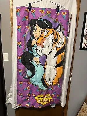 Vtg 90s Disney Aladdin Princess Jasmine Rajah Tiger Sleeping Bag 30 X57  • $29.99