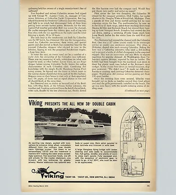1970 PAPER AD Viking Yacht Motor Boat 38' Double Cabin Flybridge Diagram • $12.99