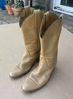 Vtg Frye Western Cowboy Boots US Women’s Size 8 B Vintage USA Made Tan Leather • $59.99