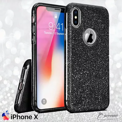 $5.99 • Buy Black Glitter Shining Bling TPU Jelly Gel Case Cover For IPhone X IPhone 8 Plus