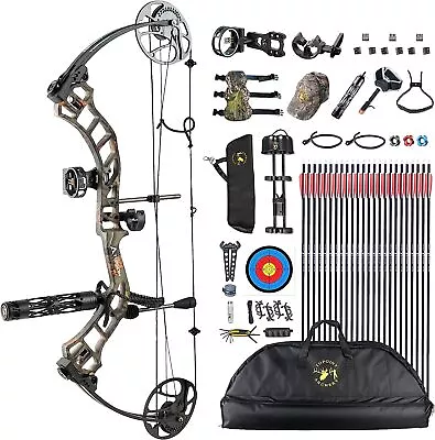 Compound Bow Kit 19-70lbs Adjustable Arrows Full Package Archery Hunting TRIGON • £498.99