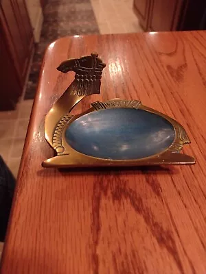 $14.99 • Buy Vtg Hakuli Israel Camel Enamel Green Brass Ashtray