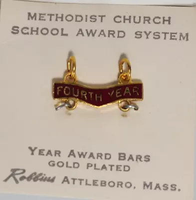 Vintage Methodist Church School Pin 3/4  Fourth Year Award Bars Gold Plated • $12.99