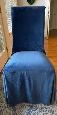 Ebern Designs Microfiber Velvet Box Cushion Dining Chair Slipcover - Blue • $35.99
