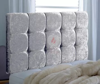 £34.64 • Buy Crushed Velvet Cube Headboard  24  Bed Head - Single - Double - King Size