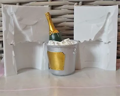 3d Champagne Bottle In Bucket Silicone Mould For Cake Toppers Chocolate Etc • £21.99
