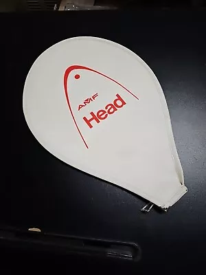 Vintage AMF Head Single Zippered Tennis Racquet Cover White Red • $13.99