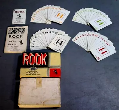Vintage Rook Card Game 1943 Parker Brothers With Instructions Red Cards Complete • $9.95