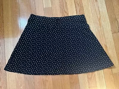 Loft Black Polka Dot Mini Skirt Size Medium Elastic Waist Circle Skirt  • $16