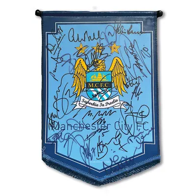 Manchester City Pennant Signed By 20+ Ex Manchester City Players • £50