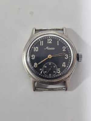 34 Mm MILITARY WWII PERIOD Men's MINERVA For GERMAN DH WRISTWATCH GOOD CONDITION • $450