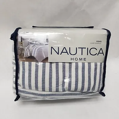 3 Piece NAUTICA King Size Duvet Cover Set +2 K Shams Cotton Reversible Fairwater • £90.71