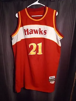 VTG MITCHELL & NESS ATLANTA HAWKS WILKINS 21 MESH JERSY XL -2XL ? 1986-87 Damage • $50