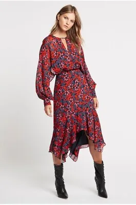 $120 • Buy Sass & Bide Scarlet Fever Long Sleeve Floral Relaxed Midi Dress Viscose Size 8
