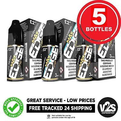 Edge MAX HVG E Liquid 5x10ml 5 Bottles Vape Liquid Vape Juice UK STOCK • £8.99