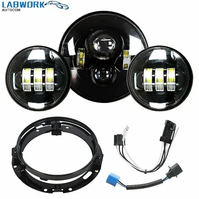 $54.55 • Buy 7  LED Headlight + Passing Lights For  Touring Road King BLK