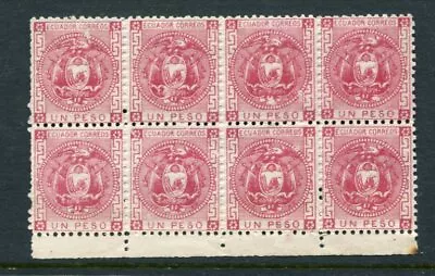 ECUADOR 1872 1 Peso MNH Block X8 Stamps • $6
