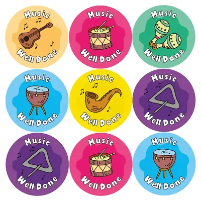 144 Music Well Done Reward Stickers For School Teachers Children (30mm) • £2.98