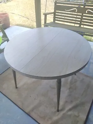 Mid Century Modern MCM Retro Round Formica Metal Legs Dining Table W/ Extender  • $200